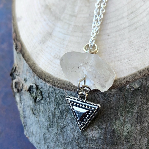 Quartz Crystal and Tribal Triangle Necklace - Picture 3 of 3